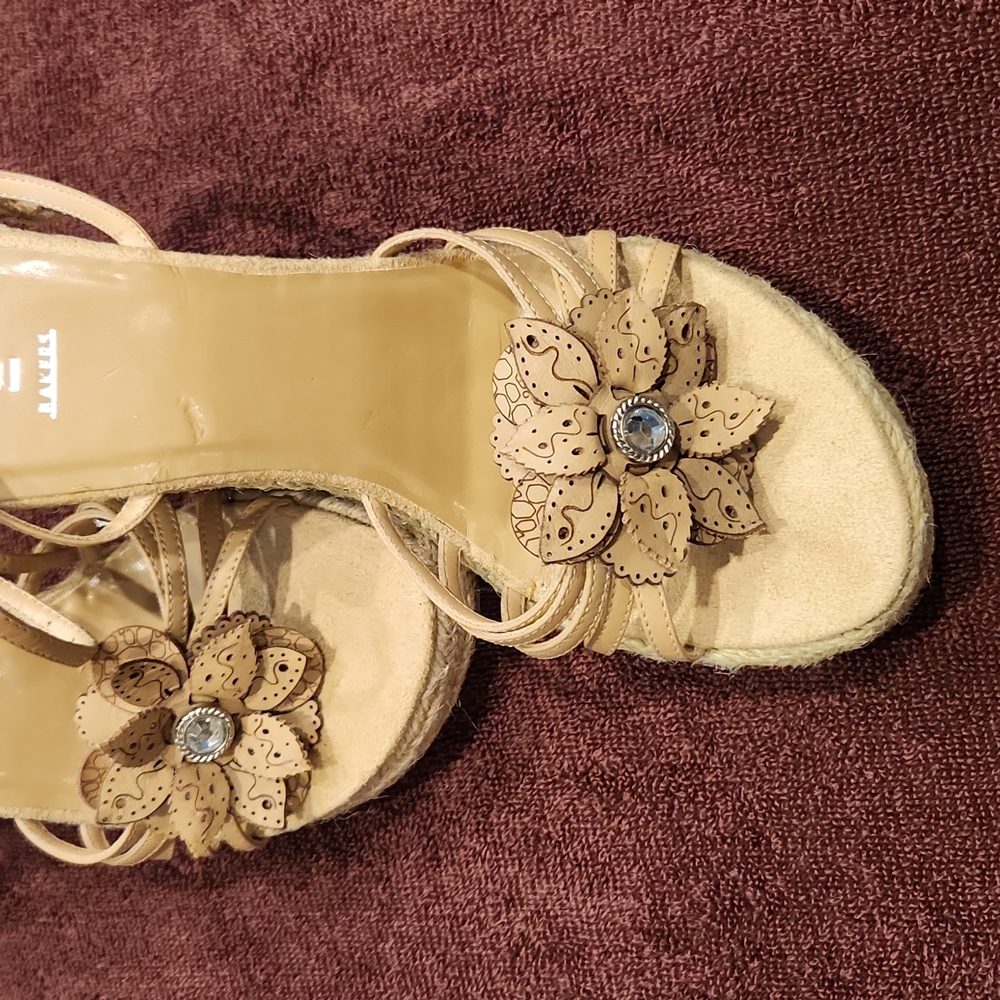 Bakers BOHO Flower Ankle Strap Wedge Sandal